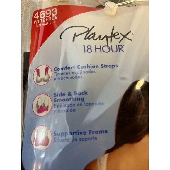 Playtex 18hr bra Ultimate Shoulder Comfort 44dd black #4693 sir varilla new - Picture 3 of 4